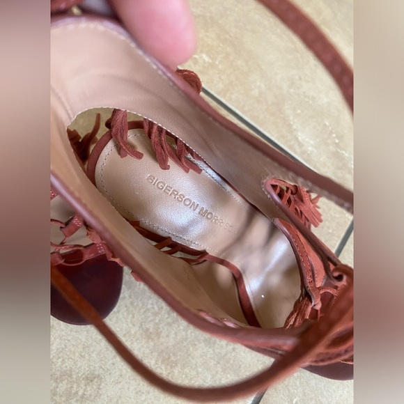 Sigerson Morrison Fringe Ankle Sandals Rose pink Sz7.5 - Picture 4 of 15